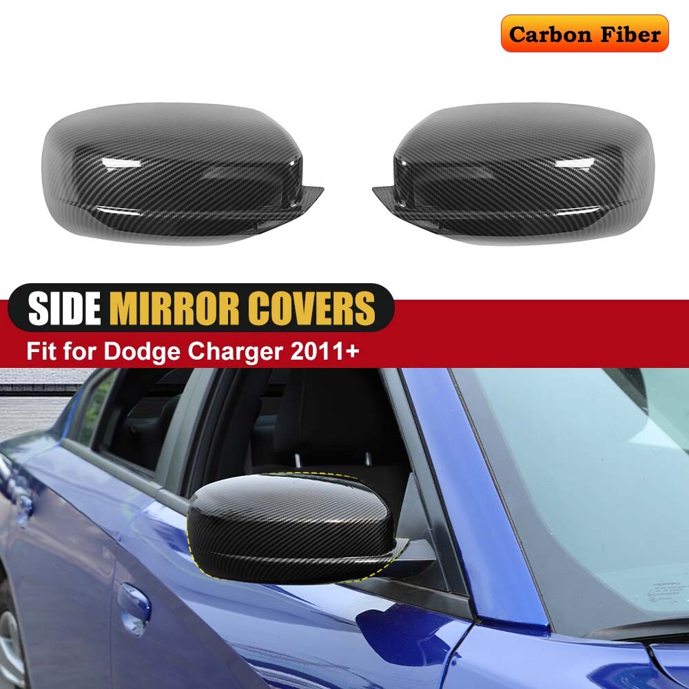 Exterior Side Mirror Accessories Cover Trim For Dodge Charger 2010+Carbon Fiber