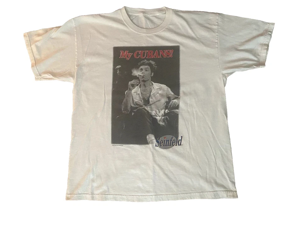Vintage años 90 Seinfeld Kramer "¡Mis cubanos!" Camisa 1993 Orig XL blanca con licencia en muy buen estado Foto 2 de 4