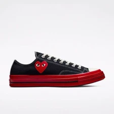 COMME DES GARCONS CDG PLAY CONVERSE RED SOLE BLACK LOW UNISEX AZ-K123-001-1