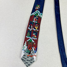Looney Tunes Mania House Party Christmas Tie Taz Bugs Bunny Tweetie Vintage