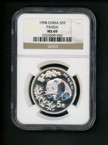 China PRC People's Republic 1998 Silver 5Y Yuan Panda NGC MS 69
