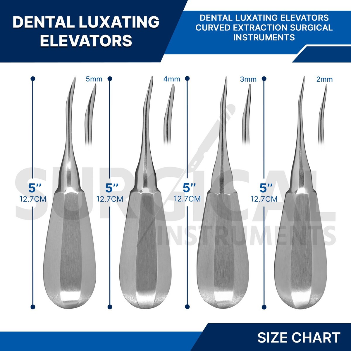 Strumenti Chirurgia CYNAMED USA Ascensori Dentali Dritti Cynamed USA - 2 Pezzi Da 3mm E 4mm, Per Estrazioni, Colore Blu, Chirurgia Odontoiatrica! Levatori Dentali - Foto 9