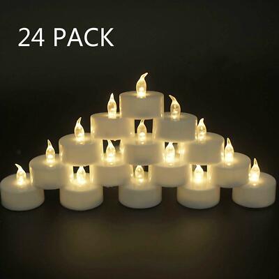 24-Pack Flamele LED Tea Light Candles in White Flickering Battery Operated