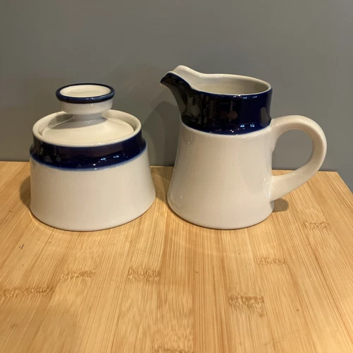 VTG Noritake Fjord Creamer & Sugar Bowl Set Stoneware Ceramic - JAPAN