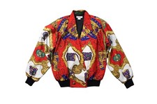 Vintage Baroque Scarf Print Windbreaker Bomber Jacket..