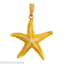 New 14k Yellow Gold Enameled Starfish Pendant