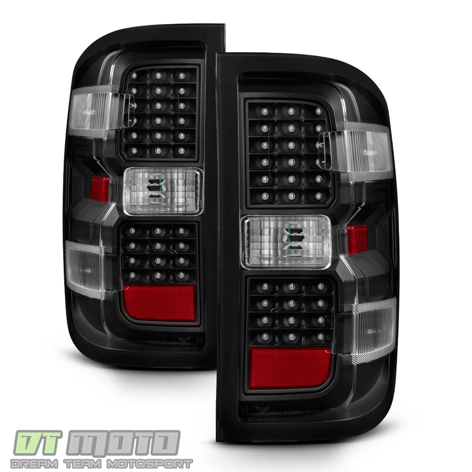 Luces traseras LED negras para Chevy Silverado 1500 2500 HD 3500 HD 2014-2018 lámparas de freno Foto 3 de 4