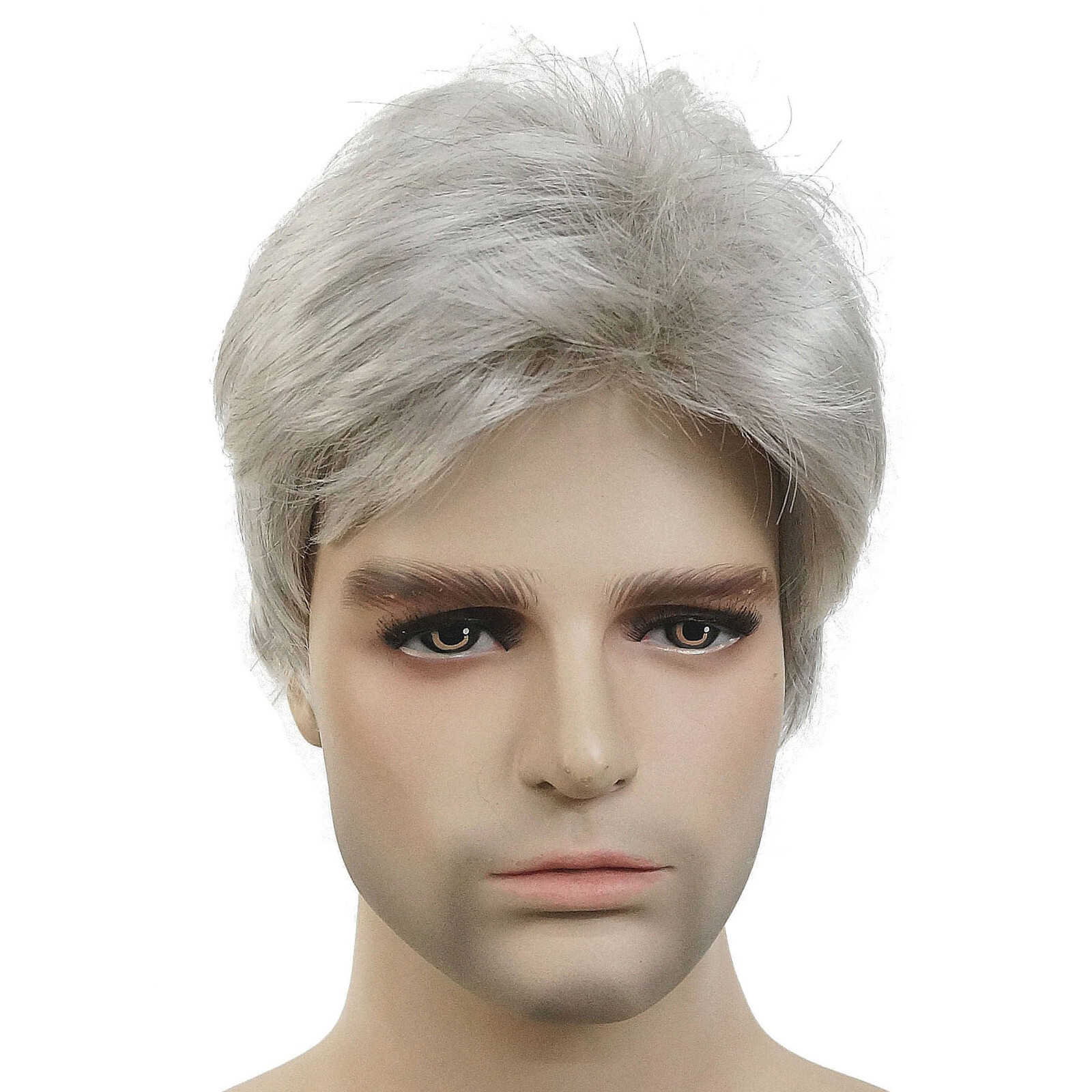 Mens Natural Short Straight Wigs Real Male Full Hair Wig Party Cosplay Toupee eBay