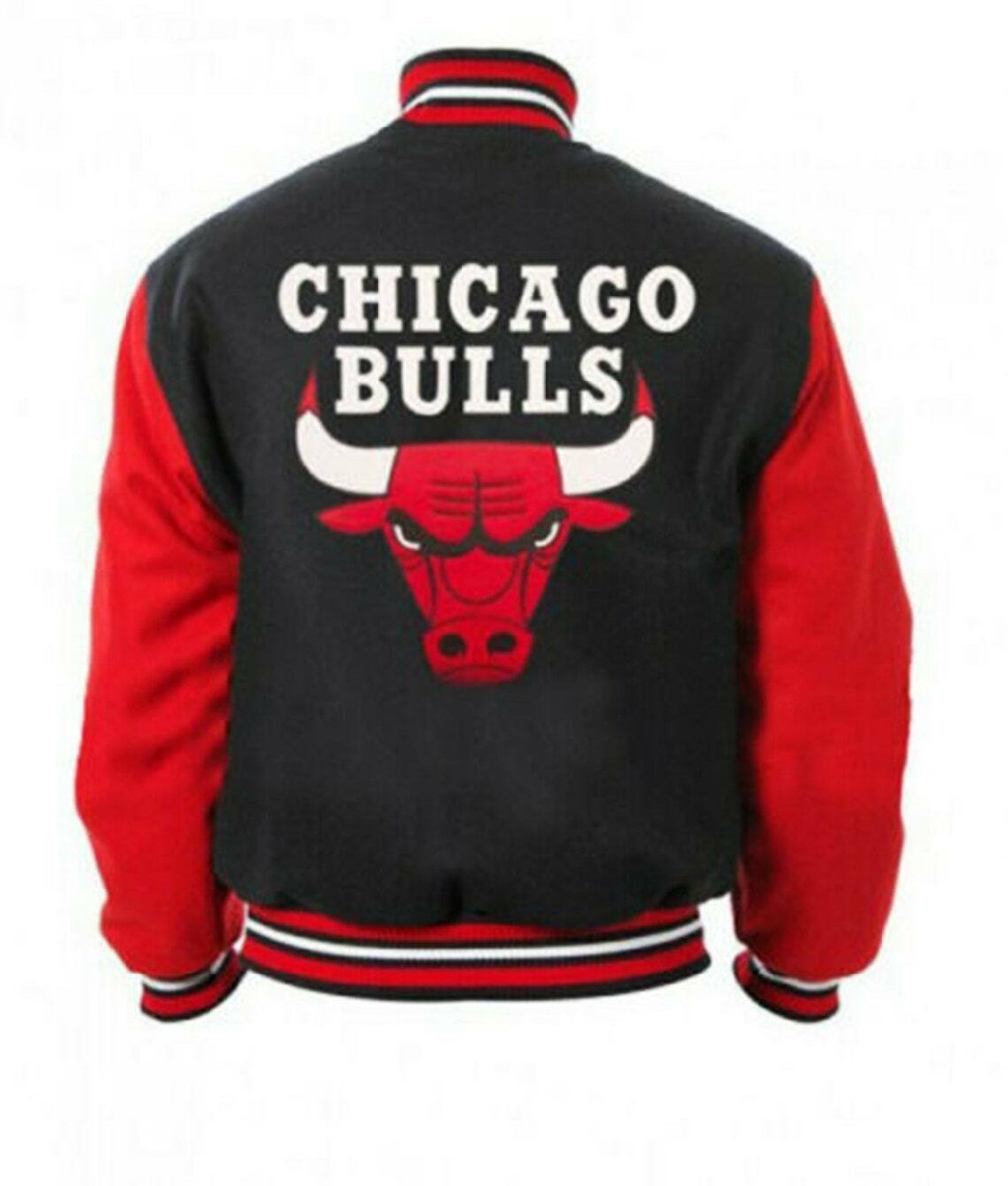 Wool/Leather Basketball Chicago Bulls Black Varsity Jacket