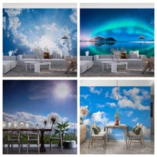 3D Sky Clouds Field View Self-adhesive Wallpaper Removable Wallpaper Wall Mural