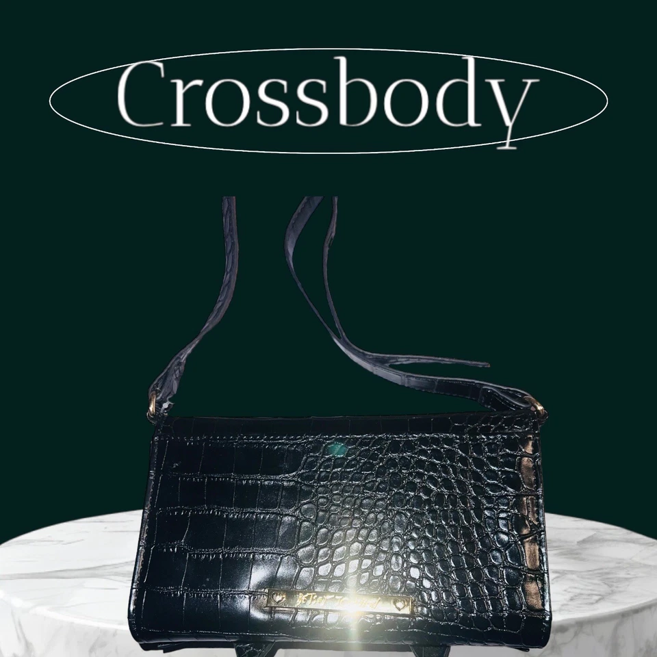 Betsey Johnson Black Croco Wallet On A String With Bow NWT - Image 2 of 4