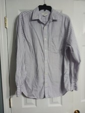 Men's Banana Republic Striped Button Down Dress Shirt Size Large 16-16 1/2 Class