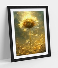 GOLDEN GLOWING SUNFLOWER UNDERWATER FRAMED WALL ART PICTURE POSTER PRINT
