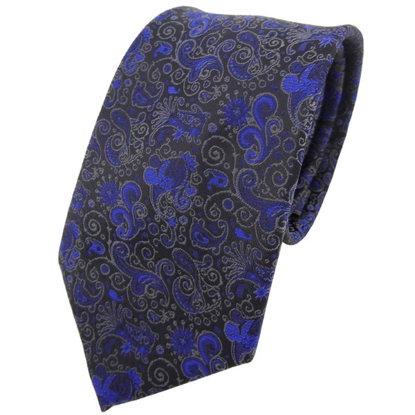 Tigertie Krawatte Blau Dunkelblau Schwarz Grau Gemustert Paisley - Binder Tie-image