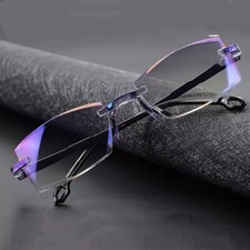 Rimless Reading Glasses Bifocal Far Near Anti Blue Light 3.00