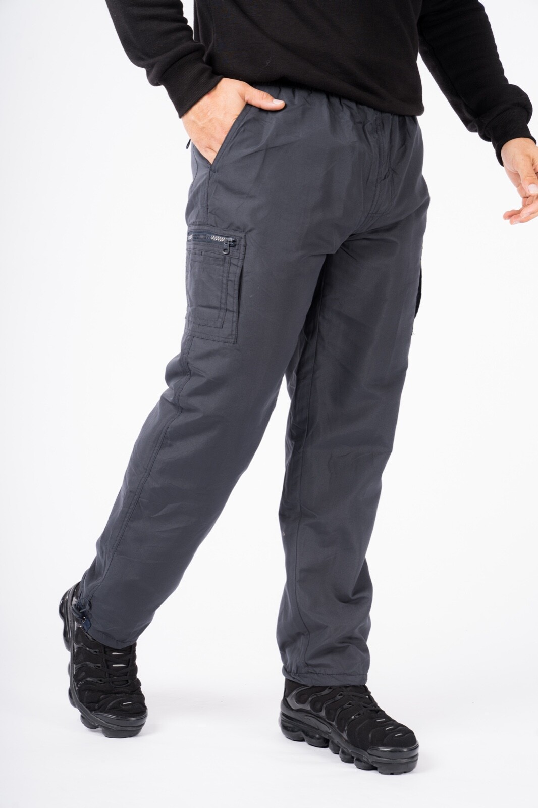 Mens Fleece Lined Thermal Cargo Trousers Pants Elasticated Combat