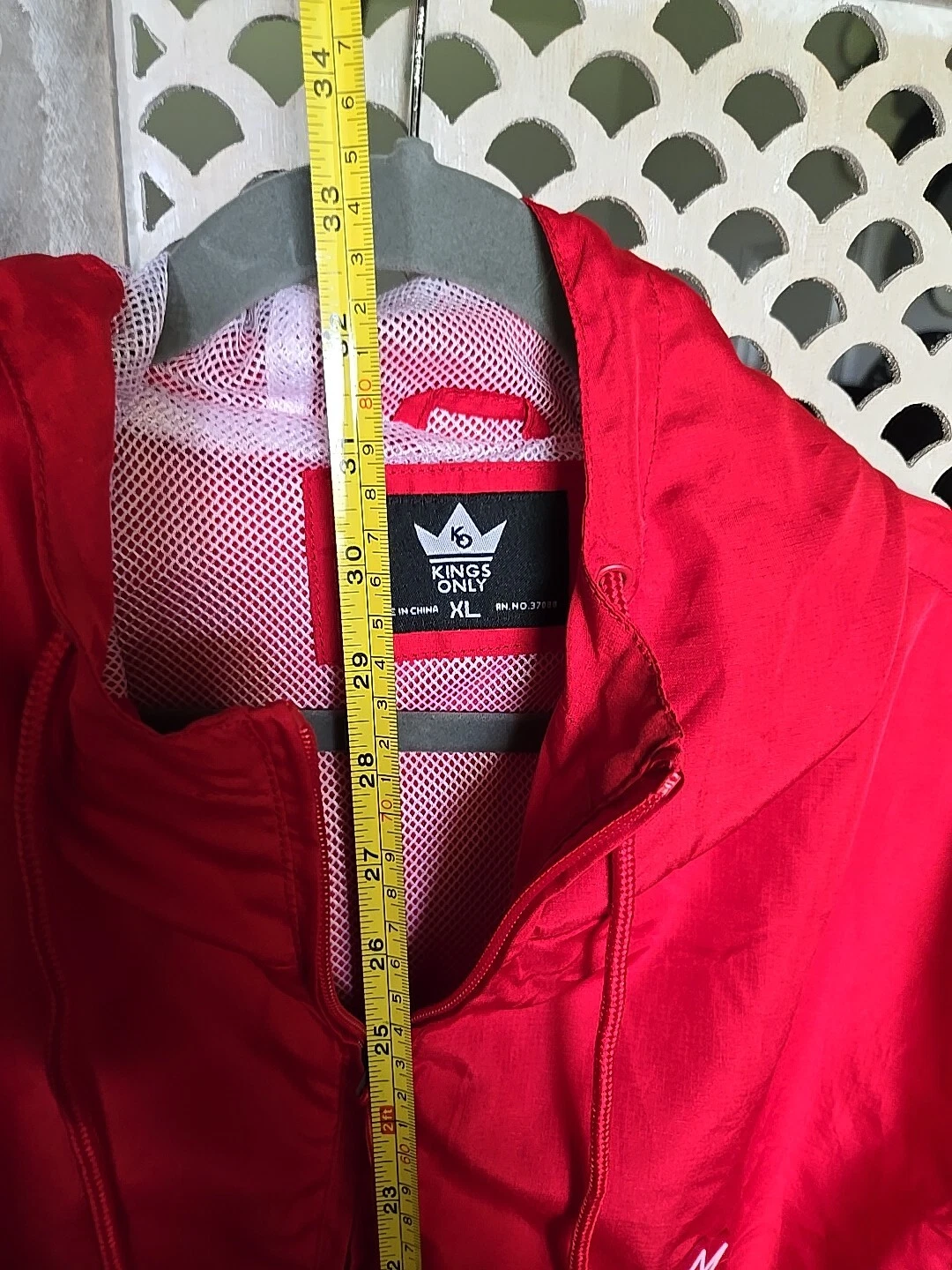 Kings Only Brand Red Windbreaker Pullover Zip Hoodie Size XL - product detail image 13