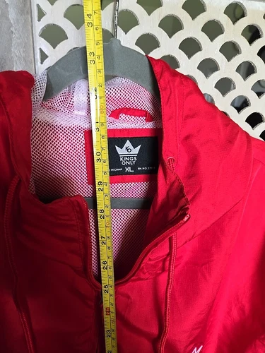Kings Only Brand  Red Windbreaker Pullover Zip Hoodie Size XL image 13