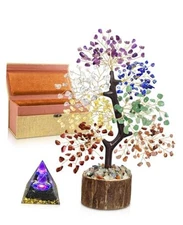 7 Chakra Crystal Tree of Life - Unique Birthday Gifts Crystal Tree (Pyramid)