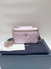Chanel Vanity Case Caviar Leather Quilted Chain Crossbody Purple [Duties Paid]