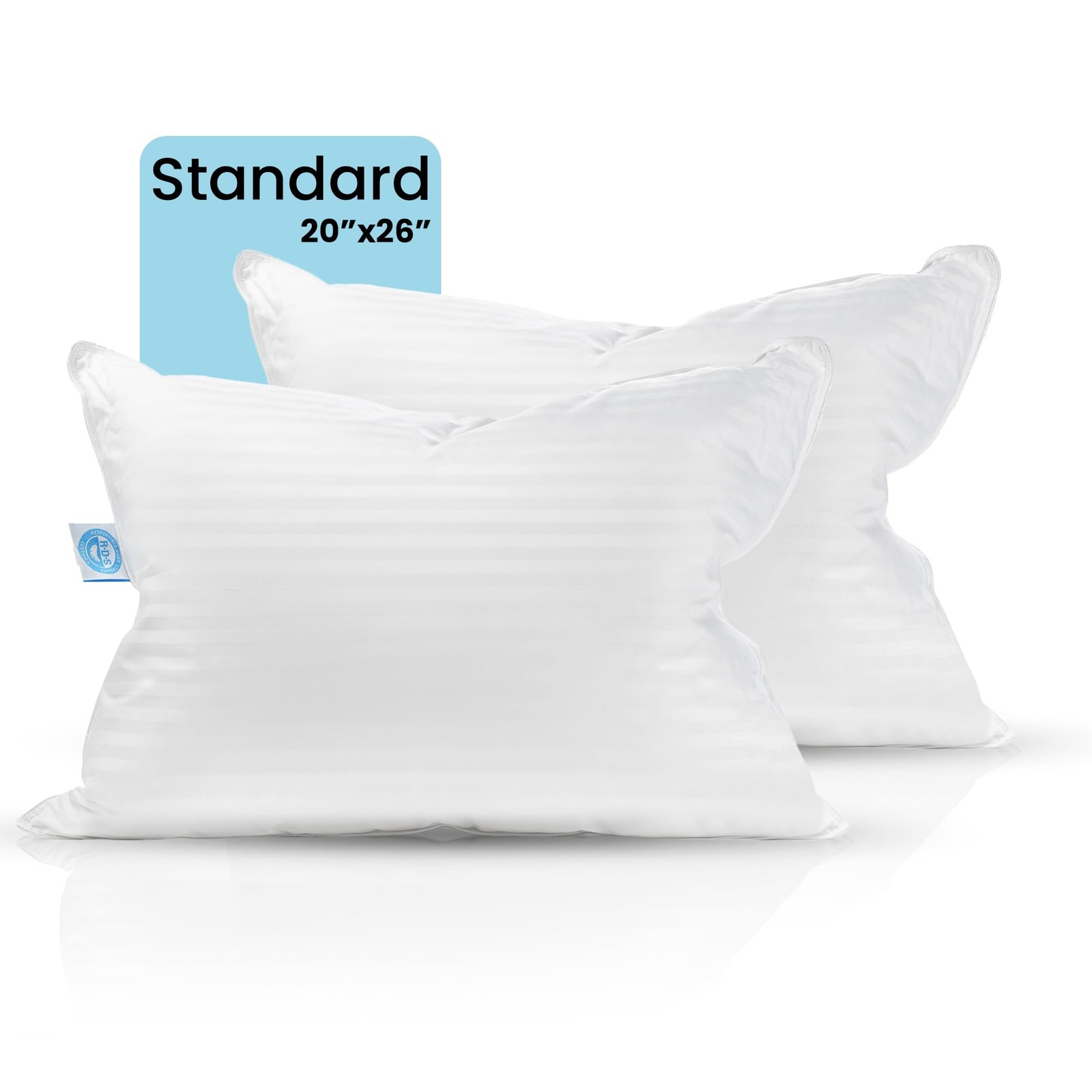 Balanced Dream 50/50 Goose Feather Down Standard Pillows 20x26 Inch Medium Su...