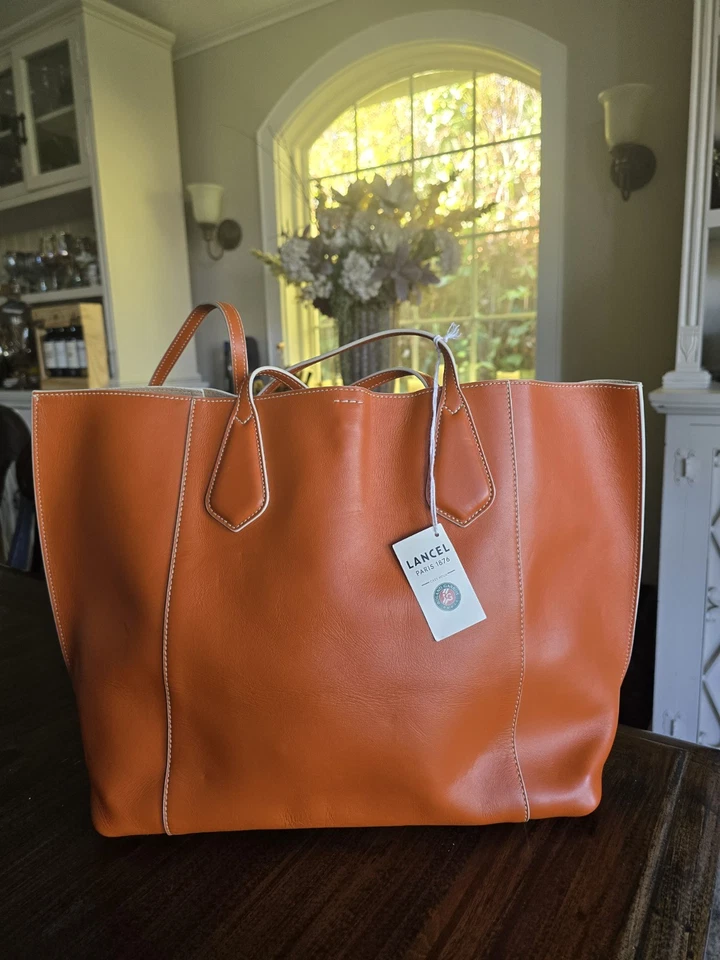 Bolso de Hombro Lancel Paris Monograma Cuero Naranja, Nuevo Foto 3 de 4