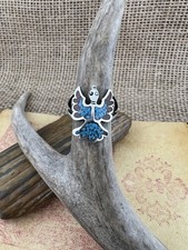 Vintage Southwestern Style Petite Sterling Silver Turquoise Ring Size 5 3.2g