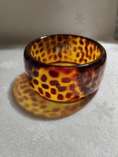Vtg Signed Joan Rivers Faux Tortoise Leopard Cheetah Print Lucite Chunky Bangle