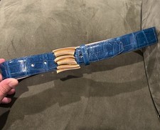 Kieselstein Cord New York Women s Sterling Gold Buckle Alligator Belt Italy Made