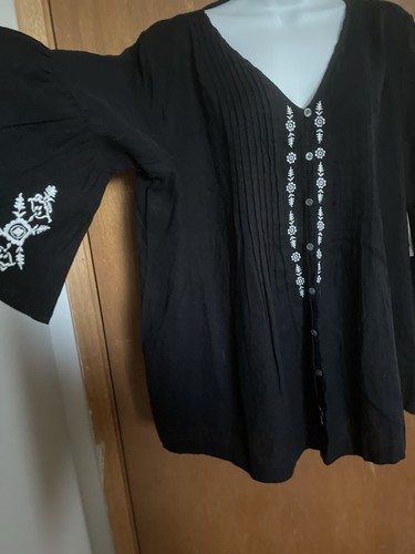 Style & Co. Woman’s Size L New With Tags Bohemian Bell Sleeves Embroidered - Foto 5 di 12