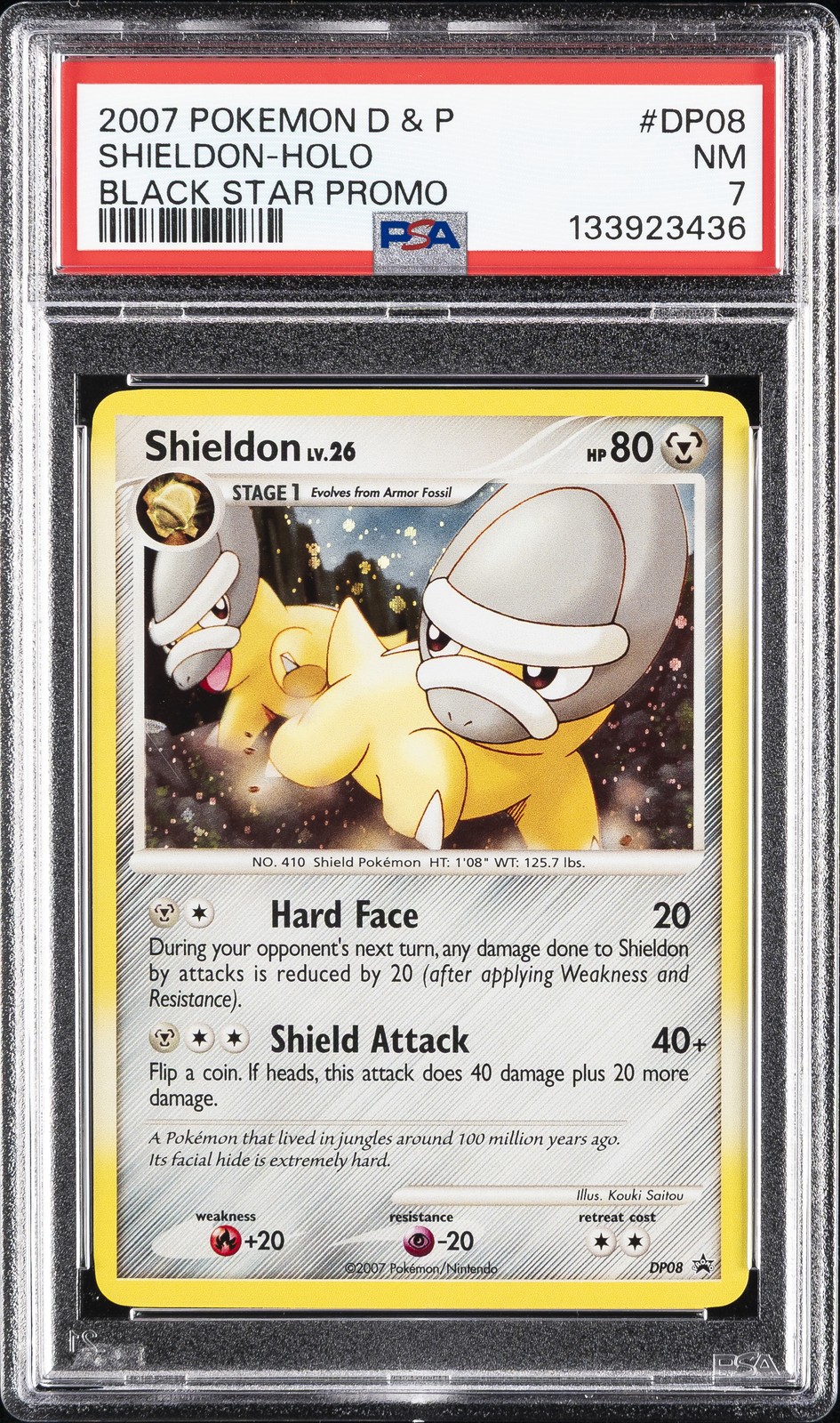 2007 POKEMON DIAMOND & PEARL BLACK STAR PROMO #DP08 SHIELDON-HOLO PSA 7