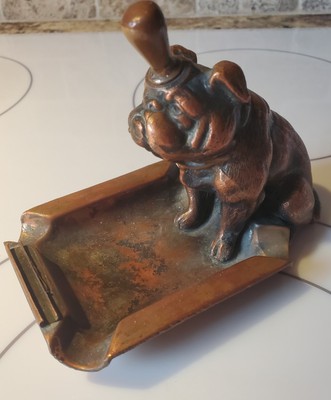 Ashtray RONSON BULLDOG RARE PERMANENT MATCH STRIKER ORIG. VINTAGE