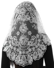Triangle Catholic Church Mantilla Veil with Hairclips Floral Lace Scarf