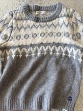 Abercrombie Girls Kids Size 11/12 Grey Striped Crew Neck Cotton Blend Sweater