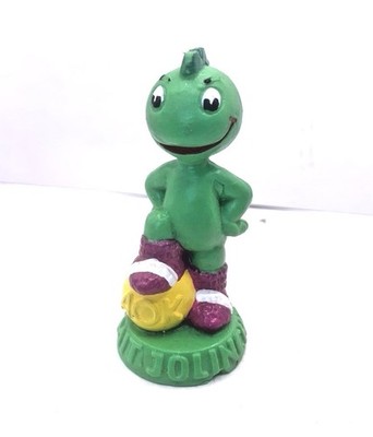 Werbefigur Maskottchen AOK Fit mit Jolinchen grüner Dino 70er Jahre Vintage