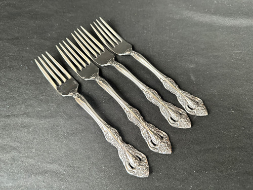 FOUR Dinner Forks Oneida MICHELANGELO Heirloom Cube Mark Stainless 7 1/4"
