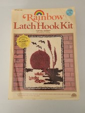 Vintage Rainbow Cattail Sunset Latch Hook Rug Kit Opened Box