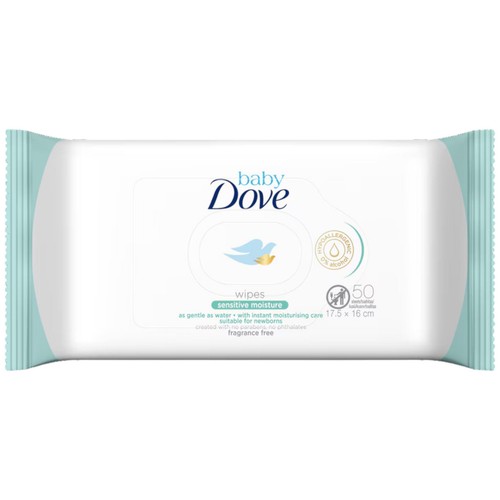 Dove Sensitive Baby Wipes - Fragrance Free (0% Alcohol), 50 Sheets - Picture 1 of 3
