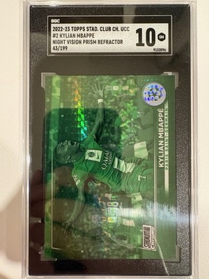 2022-23 Topps Stadium Club UCC Kylian Mbappe #2 Night Vision Prism SGC 10 /199