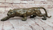 Jaguar Panther Leopard Cougar Big Cat Collector Artwork Bronze Statue Art Deco