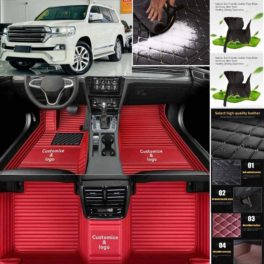 For Toyota Land Cruiser Car Floor Mats Handmade Liners Anti-Slip Carpets Foto 4 de 4