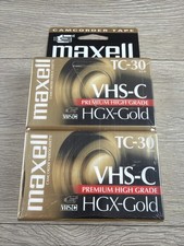 Maxell TC-30 VHS-C Premium High Grade HGX-Gold Camcorder Tapes Sealed Pack of 2