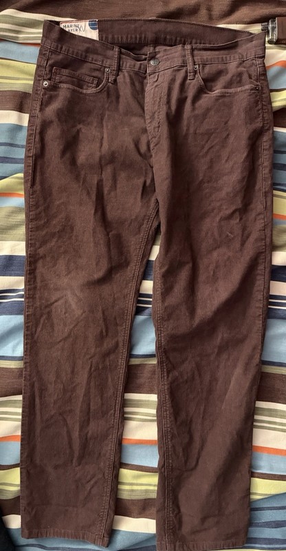 Marine Layer Corduroy Pants Mens 36x32 Chocolate Brown Faded 5 Pocket Workwear