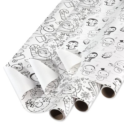 120 sq. ft. Christmas Wrapping Paper Bundle with Cut Lines for , Coloring Act...