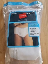 Hanes Ultimate 6 Pack Tagless Classic Briefs Men  s White XL 40"-42" Smoke Free