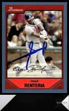 2007 Bowman #48 Edgar Renteria Auto Signed IP Blue #/500 Atlanta Braves
