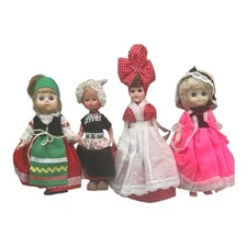 Vintage Bundle Lot Of 4 International  Souvenir Dolls Various Cultures Grandmas