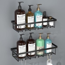 Adhesive Small Wall Shower Caddy Shelves for Inside Shower with Hooks 2 Pack