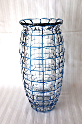 Antique Wiener Werkstatte Josef Hoffmann/school crystal glass vase c 1930