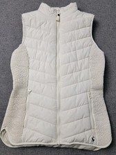 Joules Women s Quilted Puffer Vest US 4 Cream Winter White Zip Front